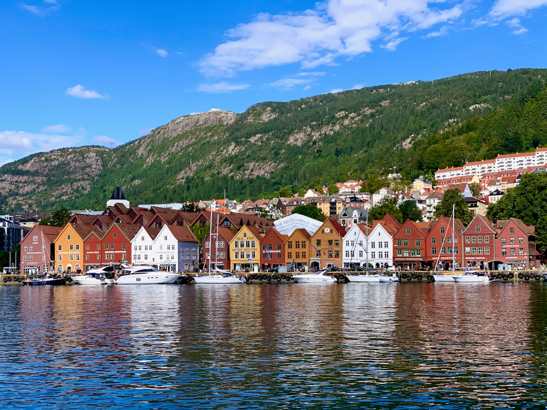 Bergen Bryggen tarihi liman evleri Norveç